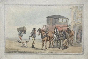 Postiers et chevaux de poste à l