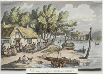 « Sketches from Nature » de Rowlandson : Vue près de Newport, sur l