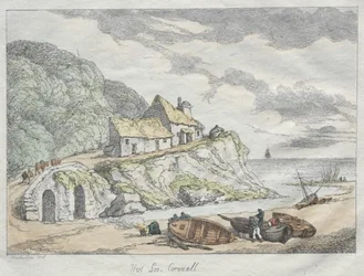 Croquis de Rowlandson de la nature : West Loo, Cornouailles