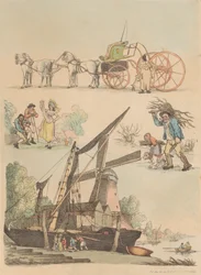 Ensemble de seize : Contours de figures et paysages