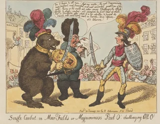 Combat singulier, à Moorfields, ou le magnanime Paul O! - défiant tous les O! (de : Caricature, vol. 4)