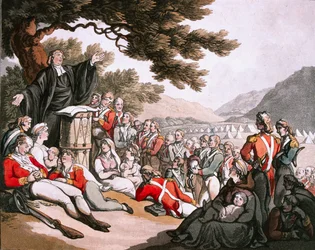 Soldats assistant au service divin, vers 1798