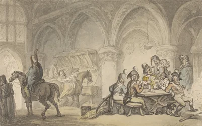 Des soldats faisant la fête dans une auberge