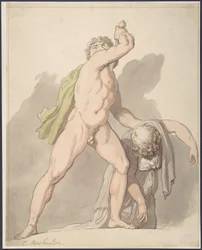Homme nu debout soutenant une femme évanouie (Le Gaul de Ludovisi, aux Offices)