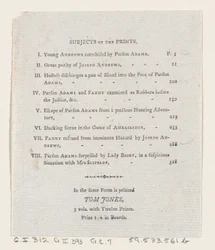 Table des matières : Les aventures de Joseph Andrews, et son ami M. Abraham Adams, 1792