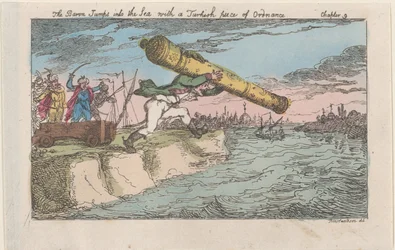 Le baron saute dans la mer avec une pièce d