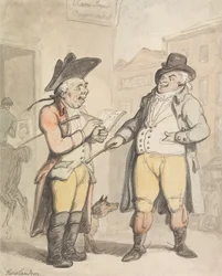 Le bookmaker et son client devant le Ram Inn, à Newmarket