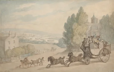 La diligence reliant Canterbury à Douvres passe devant le château de Vanbrugh