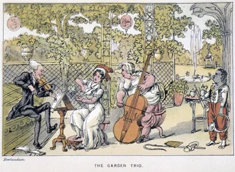 Le docteur jouant du violon : "Le Trio du Jardin" - dans "Les trois tours du docteur Syntax : à la recherche du pittoresque, de la consolation et d