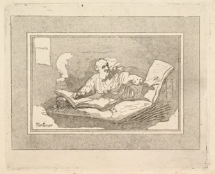 Le Philosophe Vieil homme barbu copiant un livre, 1783-87