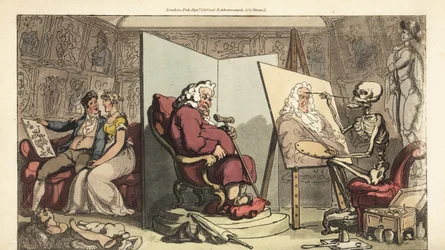 Le squelette de la Mort peint le portrait d