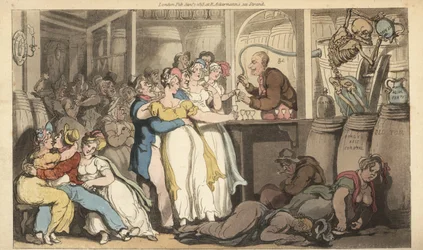 Le squelette de la Mort versant du vitriol et de l