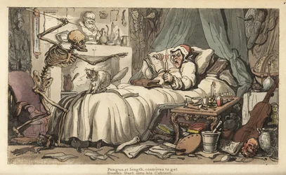 Le squelette de la Mort avec le collectionneur d