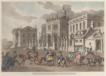 Vue du Théâtre, Imprimerie &c. Oxford, 1810