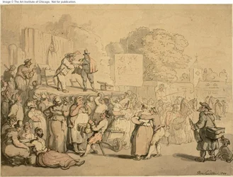 Fête du village : Arlequin et charlatan