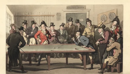 Jeunes gentlemen anglais jouant au billard