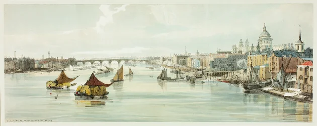 Blackfriars, depuis le pont de Southwark, planche six de Vues originales de Londres tel qu