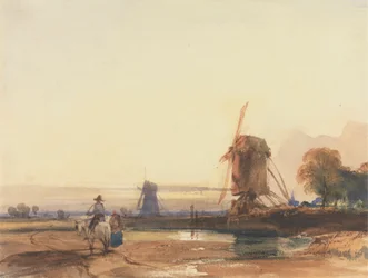 Paysage avec moulins à vent