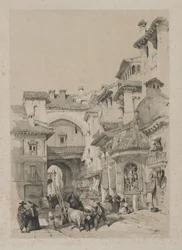 Croquis pittoresques en Espagne : Porte de la Vivarrambla, Grenade