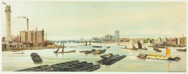 Westminster, depuis Waterloo Bridge, planche dix-neuf de Vues originales de Londres tel qu