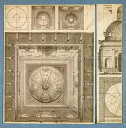Dessins pour un plafond à dôme et à colonnes