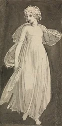 Fille, en pied, face à l