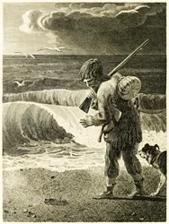 Robinson Crusoé découvre l