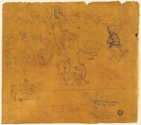 Feuille de croquis de sujets mythologiques