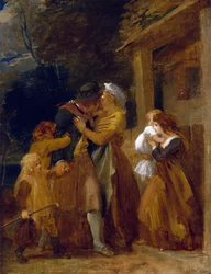 Le retour du marin, retrouvant sa famille sur le seuil de sa chaumière