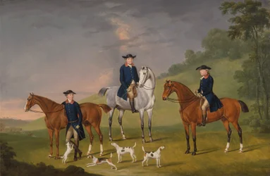 John Corbet, Sir Robert Leighton et John Kynaston avec leurs chevaux et chiens