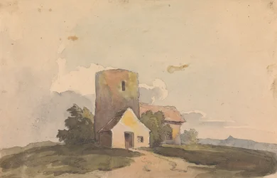 Paysage avec structure de bâtiment