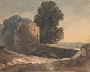 Paysage avec château en ruine, arbres