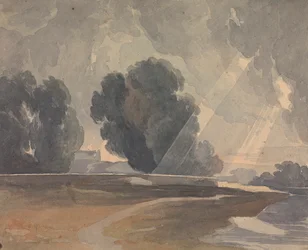 Paysage avec arbres et lac