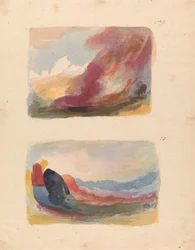 Deux dessins sur une feuille : Paysage - Lavis de couleur, Titien (n° 9) ; Paysage - Lavis de couleur, Rubens (n° 10)
