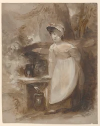 Jeune fille puisant de l