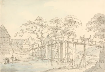 Pont sur la Severn à Newtown, regardant en amont