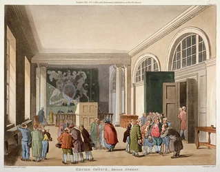 Intérieur du bureau des accises, Old Broad Street, City de Londres, 1810
