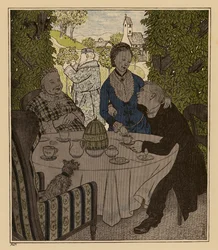 Candidat à la prêtrise amoureux de sa nouvelle épouse (lithographie couleur)