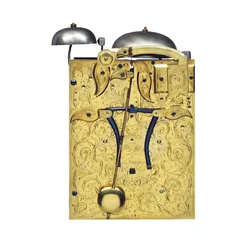 Horloge de bracket frappante montée de la reine Anne avec répétition de quart de tirage, No. 376, vers 1705 (détail)