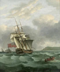 Le HMS Winterton en approche de Douvres, par Thomas Whitcombe