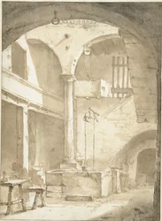 Cour intérieure italienne avec un puits