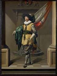 Loef Vredericx en tant que porte-drapeau de la ville d