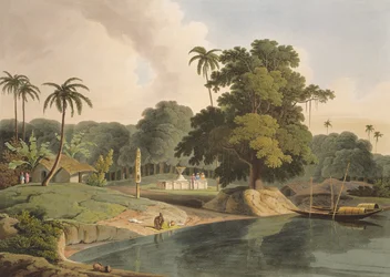 Près de Bandel sur le fleuve Hooghly, planche VIII de la partie 6 de «Oriental Scenery», publié en 1804