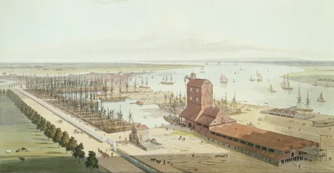La Maison des mâts et le bassin de Brunswick à Blackwell, 1803
