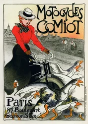 Motocycles Comiot, affiche publicitaire, 1899
