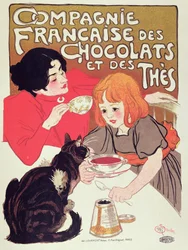 Affiche publicitaire pour la Compagnie Française des Chocolats et des Thés, vers 1898 (lithographie en couleur)
