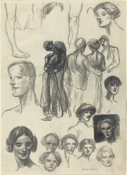 Feuille de croquis, fin 19e-début 20e siècle