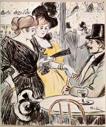 Le café concert. (Dessin, fin du 19ème siècle)