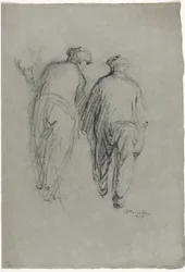 Deux hommes travaillant, vue arrière
