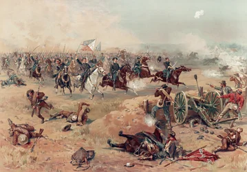 Charge finale de Sheridan à Winchester, pub. Prang & Co., 1886